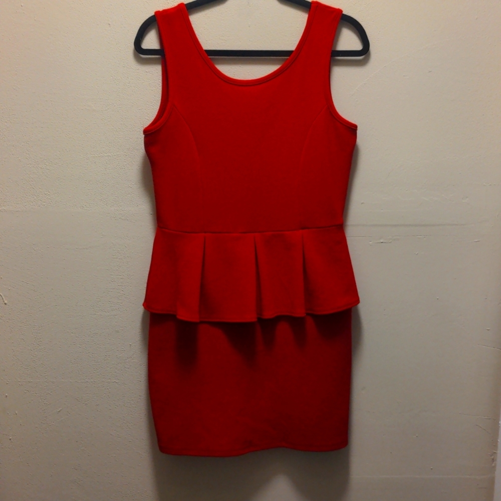 Fitted Peplum Red Dress
